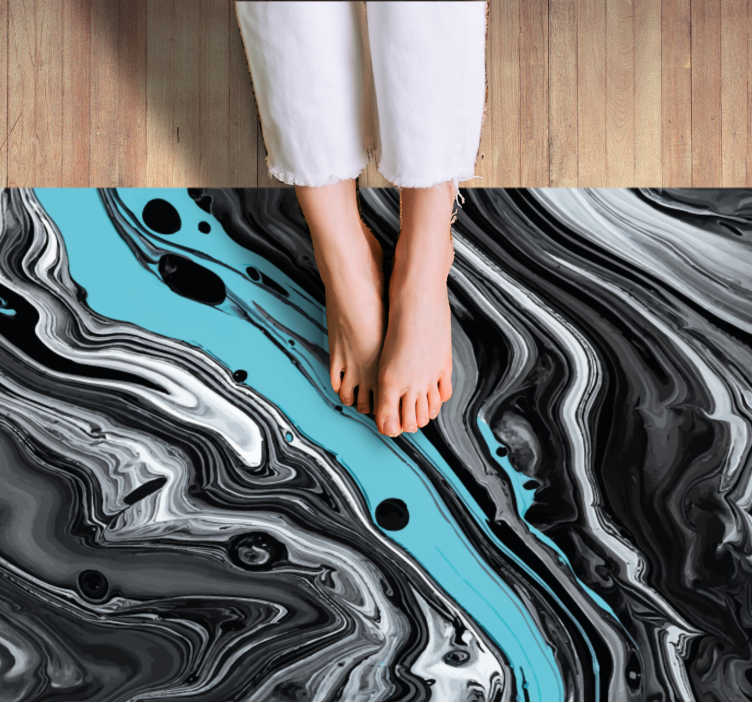 SWIRLING BLACK AND BLUE marble vinyl carpet - TenStickers