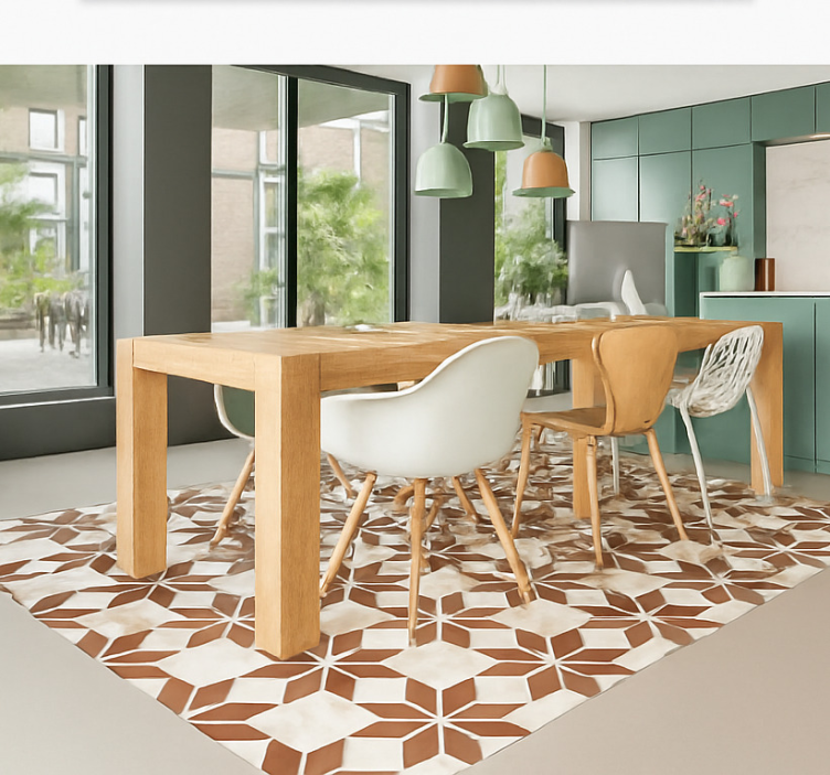 Terracotta Star Tile dining room vinyl carpet - TenStickers