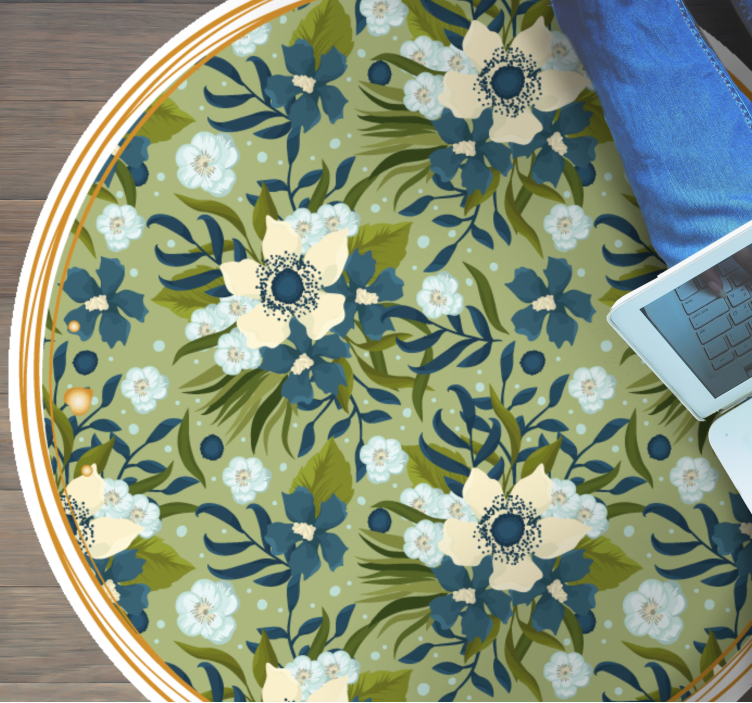 Round Flourishing Motif floral vinyl carpet - TenStickers