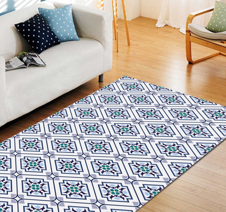 Tiled medallion design living room vinyl carpet - TenStickers