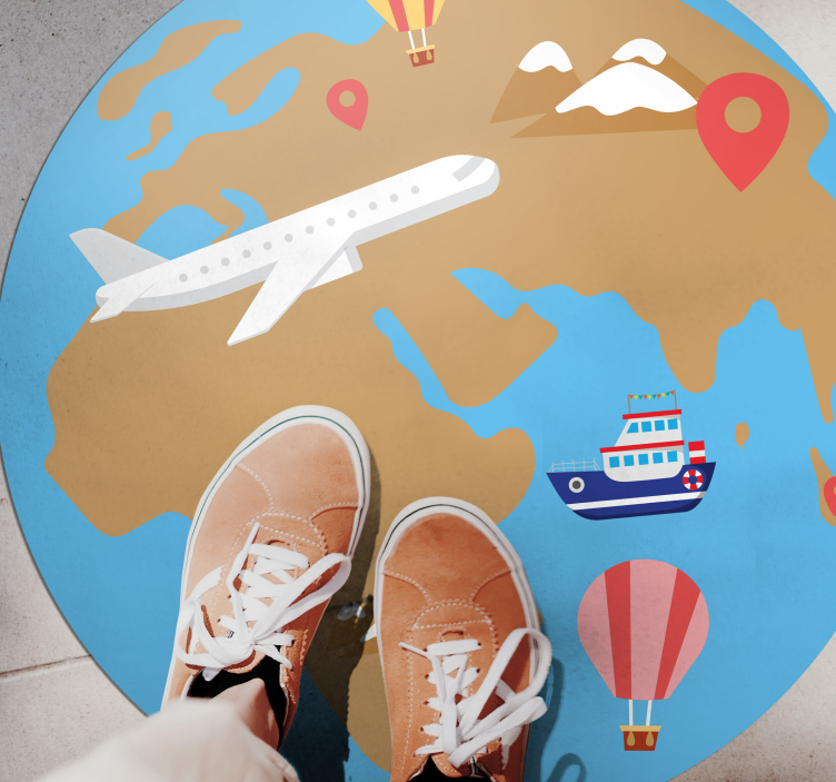 Travel Inspired Adventure world map vinyl carpet - TenStickers