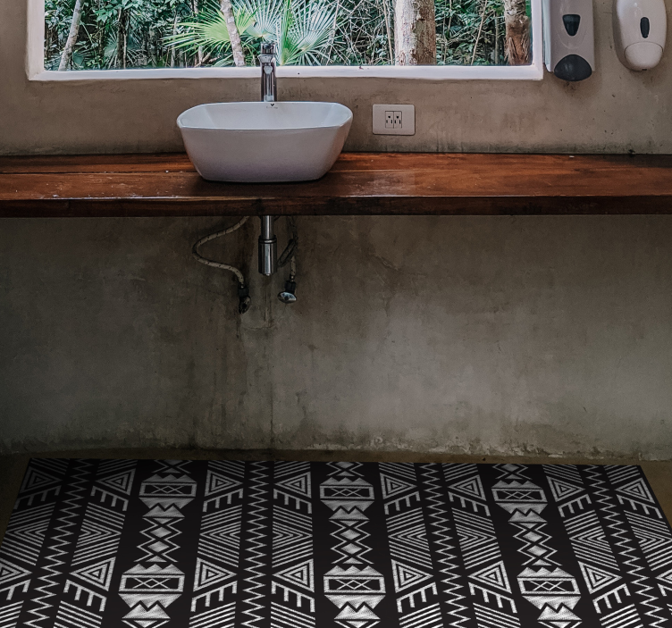 Tribal grey pattern bathroom vinyl carpet - TenStickers