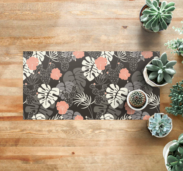 Tropical black design floral vinyl carpet - TenStickers