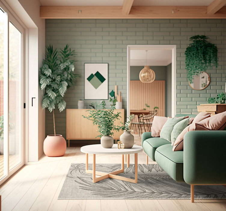 Tropical Fabric Effect floral rug - TenStickers