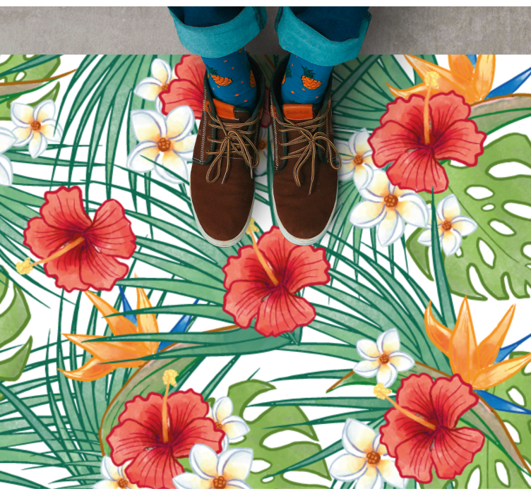 Tropical floral theme floral vinyl carpet - TenStickers