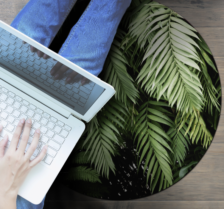 Tropical Foliage Circle floral vinyl carpet - TenStickers