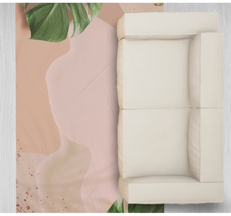 Tropical leaf blush living room vinyl carpet - TenStickers