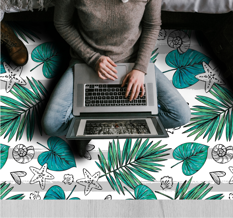 Tropical Leaf Illustrations nature vinyl carpet - TenStickers