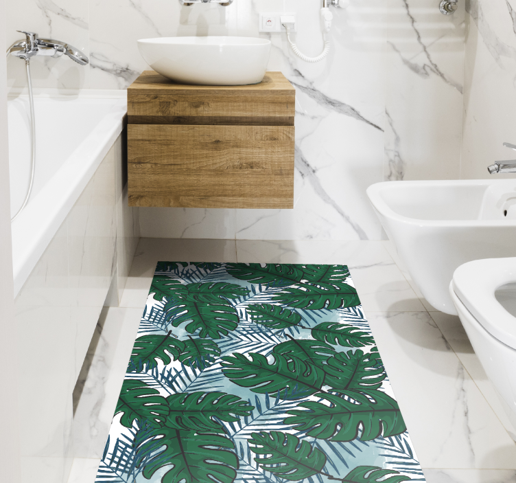 Tropical Monstera Pattern floral vinyl carpet - TenStickers