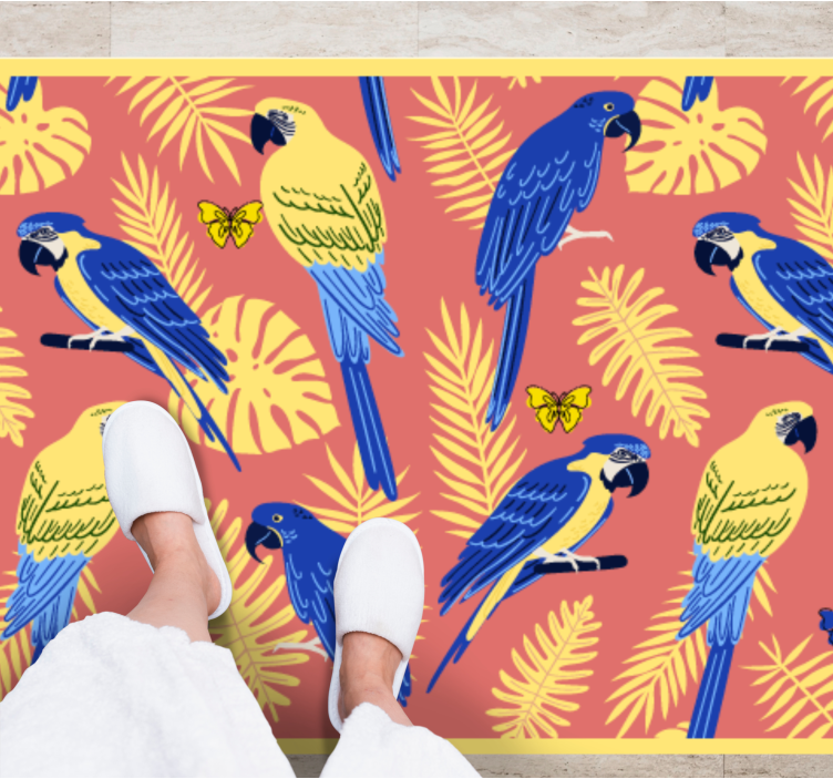 Tropical parrot patterns nature vinyl carpet - TenStickers