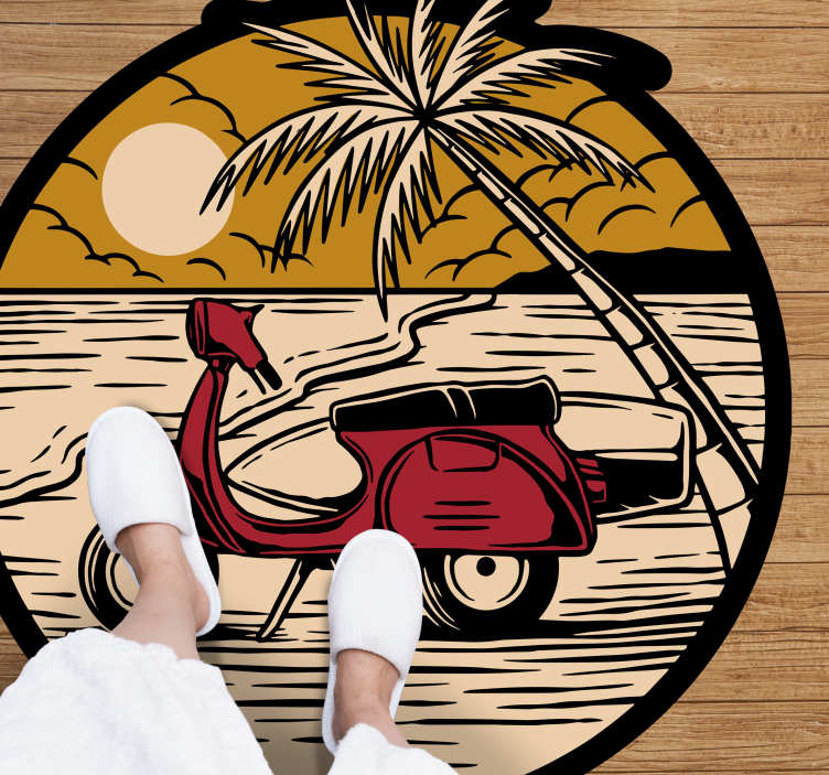 Tropical Scooter Scene kids vinyl carpet - TenStickers