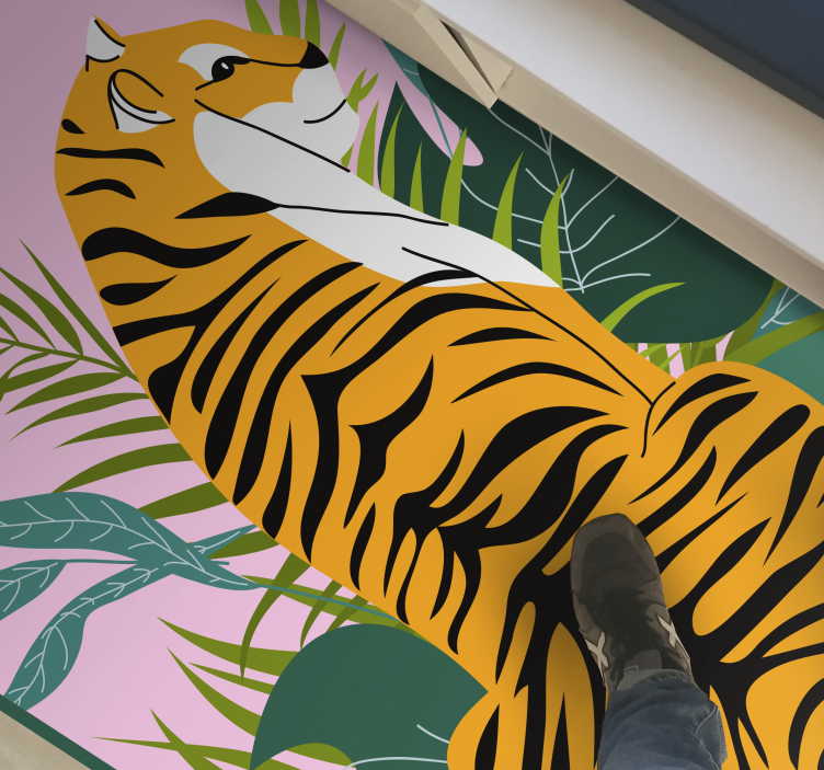 Tropical tiger scene animal vinyl carpet - TenStickers