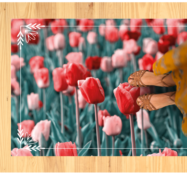 Tulip Field Scene floral vinyl carpet - TenStickers
