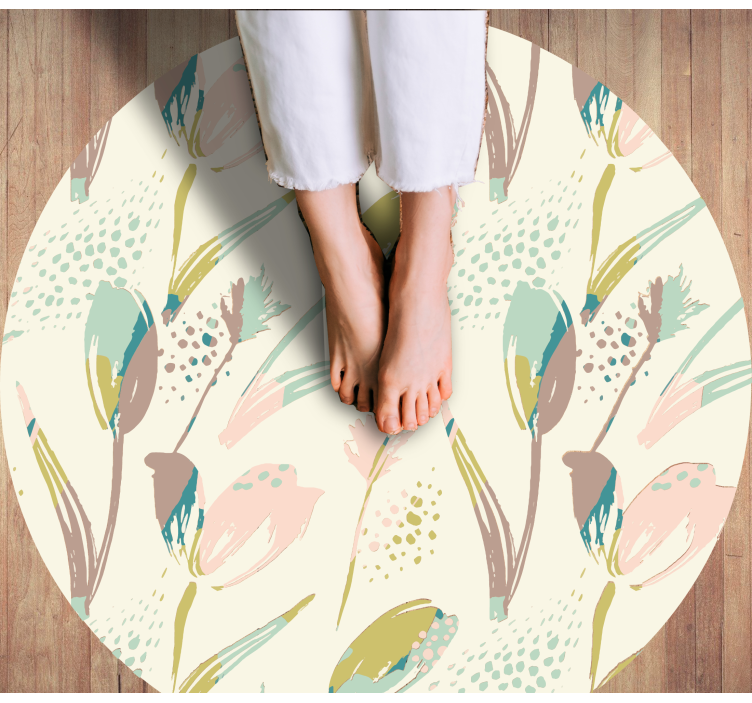 Tulip pattern floral vinyl rug - TenStickers