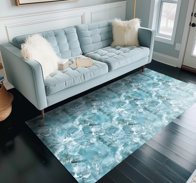 Turquoise blue marble vinyl carpet - TenStickers
