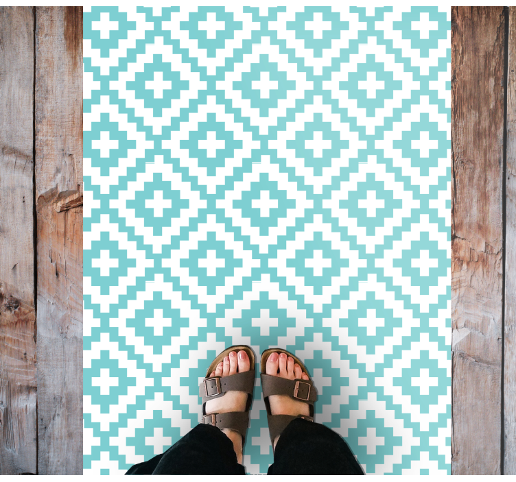 Turquoise Pattern geometric vinyl carpet - TenStickers