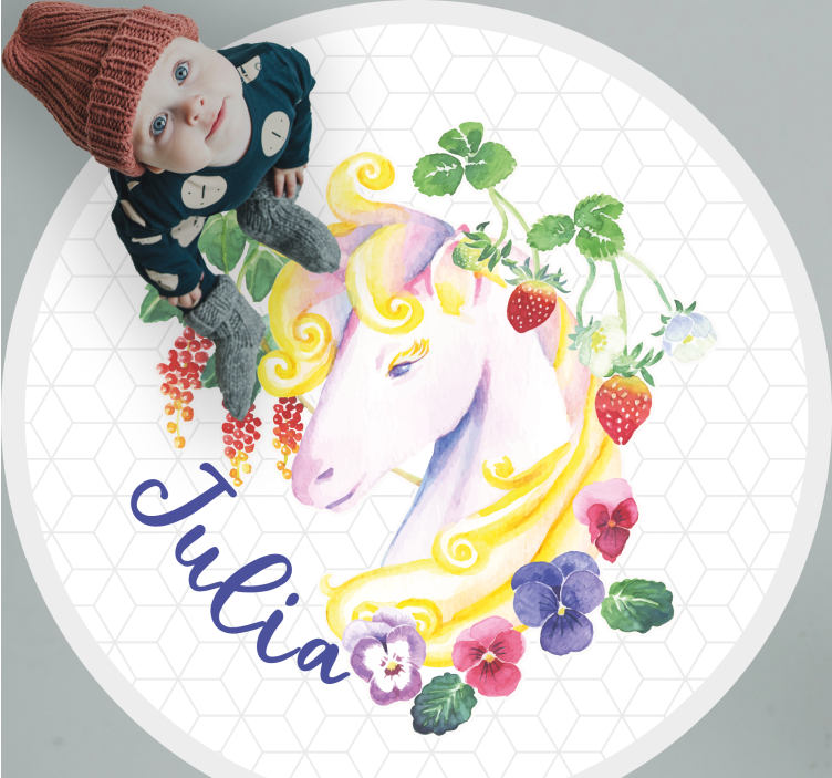 Custom unicorn blossom teen vinyl carpet - TenStickers