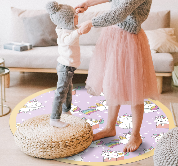 Unicorn Cat Adventure kids vinyl carpet - TenStickers