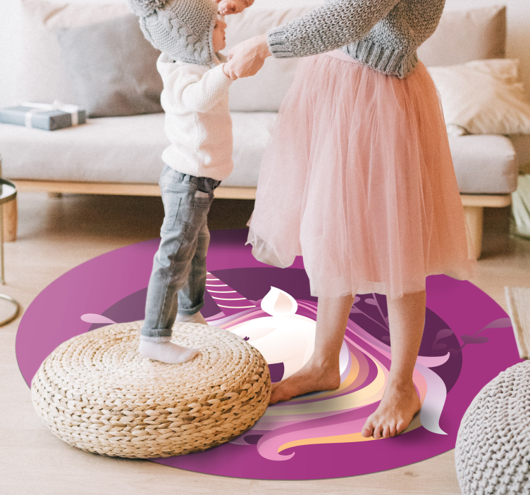 Unicorn Circular Motif kids vinyl carpet - TenStickers