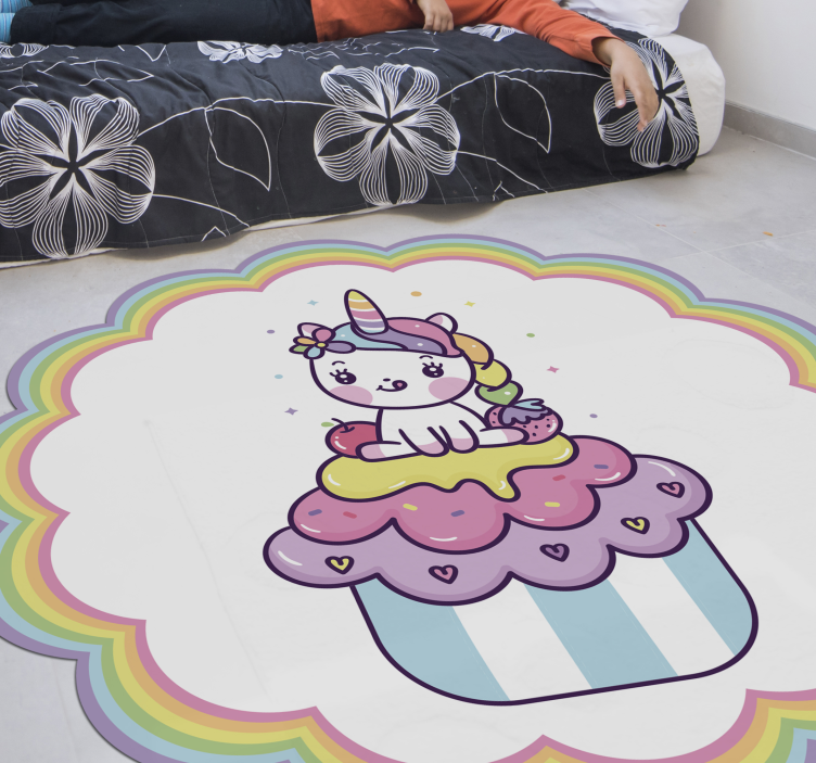Unicorn in a cupcake kids vinyl carpet - TenStickers