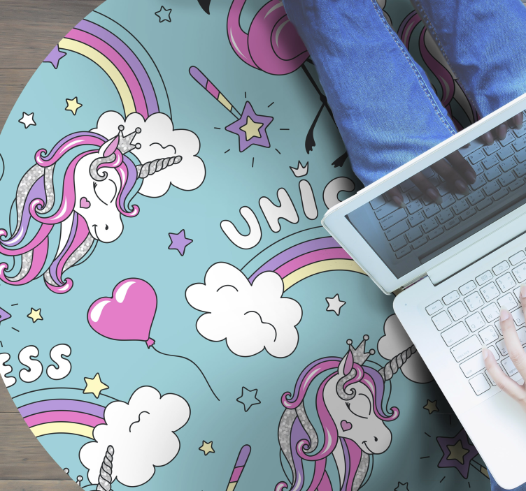 Unicorn Fantasy Circle kids vinyl carpet - TenStickers
