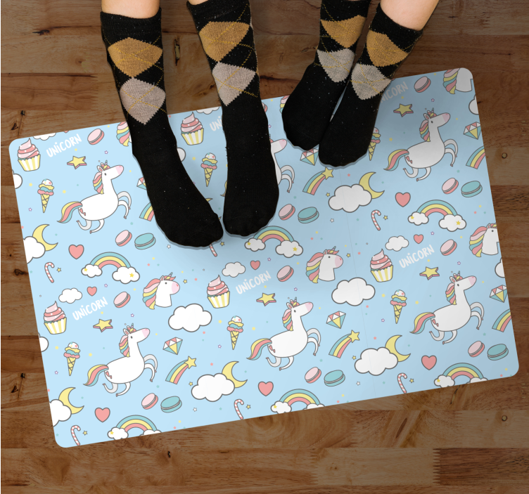Blue unicorn fantasy kids vinyl carpet - TenStickers