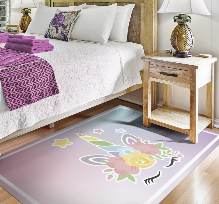 Unicorn Floral Charm kids vinyl carpet - TenStickers