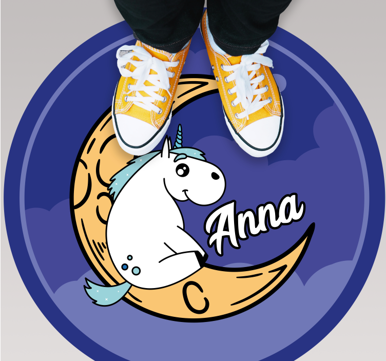 Custom unicorn on moon kids vinyl carpet - TenStickers