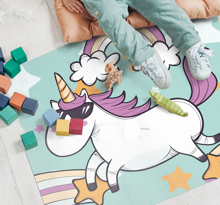 Unicorn Rainbow kids vinyl carpet - TenStickers