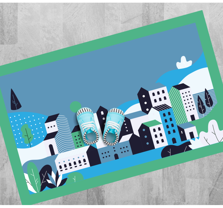 Blue urban landscape kids vinyl carpet - TenStickers