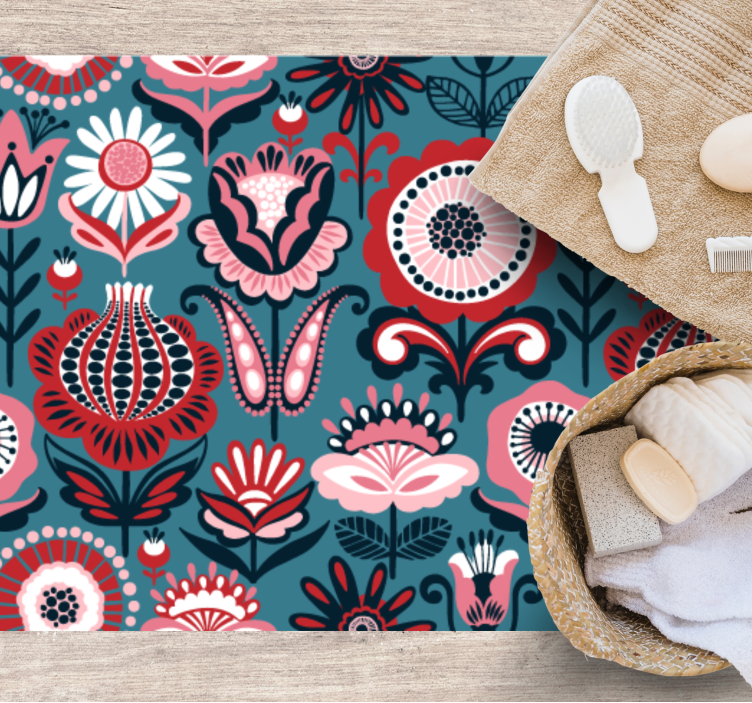 Scandinavian ethnic motif floral vinyl carpet - TenStickers
