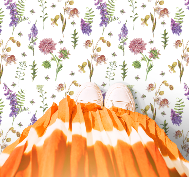 Vibrant Blossom Composition floral vinyl carpet - TenStickers