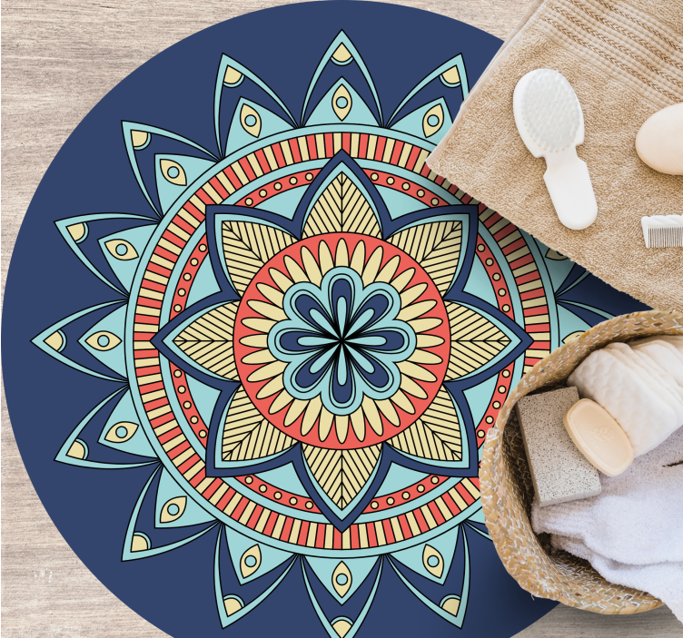 Blue vibrant shades mandala vinyl carpet - TenStickers