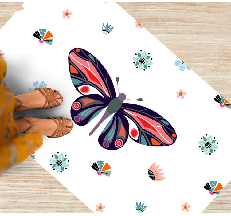 Vibrant butterfly illustration animal vinyl carpet - TenStickers