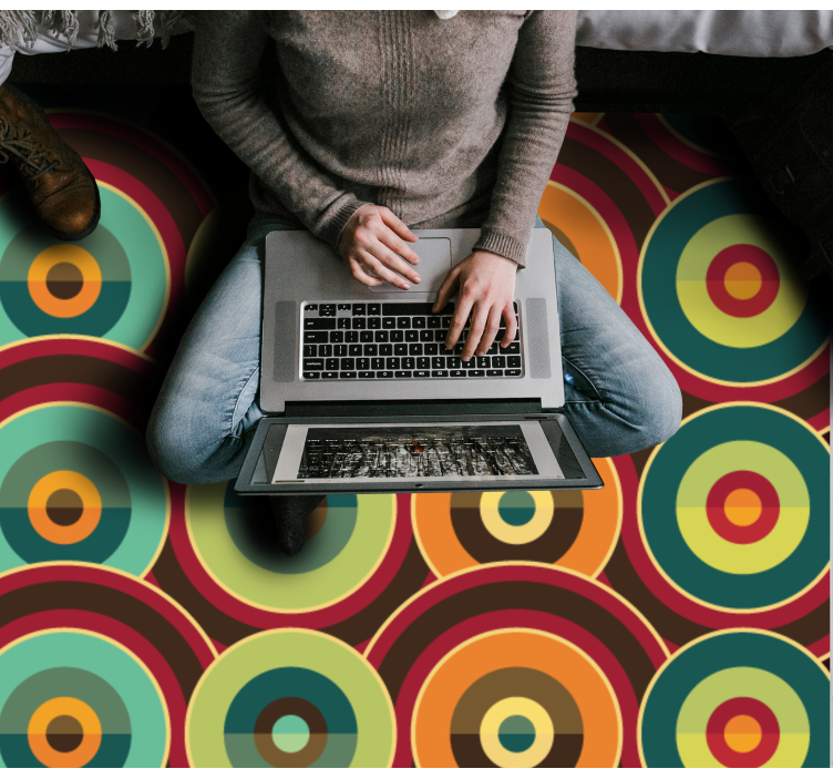 Vibrant Circular Motif geometric vinyl carpet - TenStickers