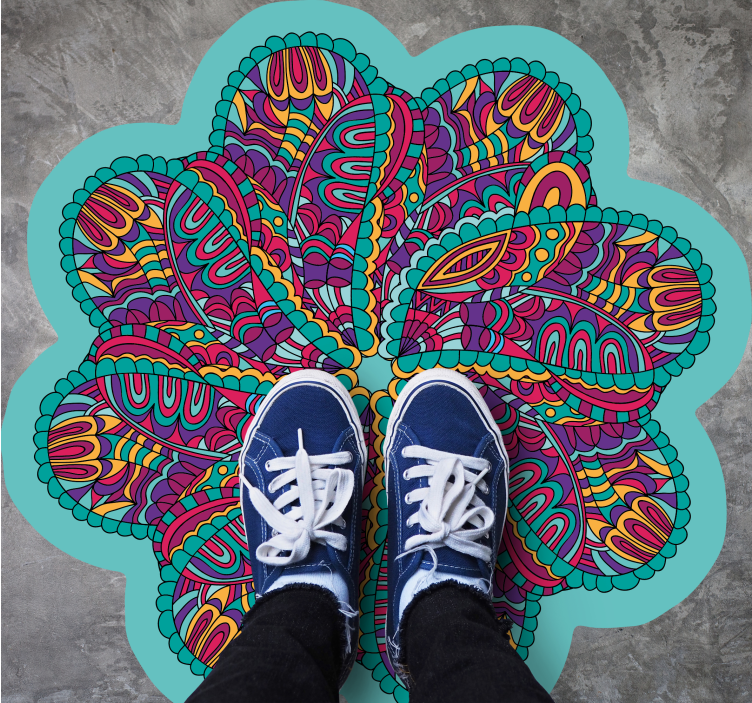 Vibrant colorful motif mandala vinyl carpet - TenStickers