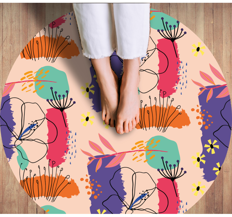 Vibrant Flower Elements floral vinyl carpet - TenStickers