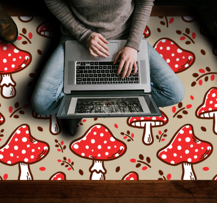 Vibrant Fungal Motifs floral vinyl carpet - TenStickers