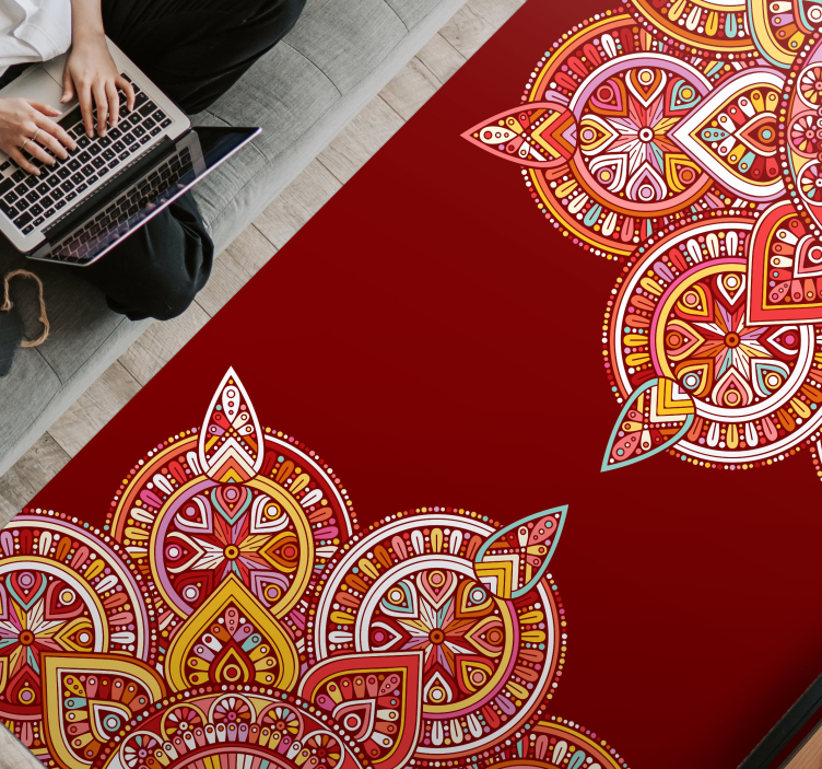 Vibrant Geometric Motifs mandala vinyl carpet - TenStickers