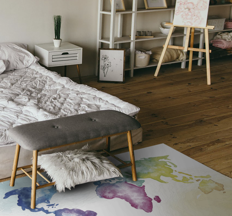 Vibrant Global Map world map vinyl carpet - TenStickers