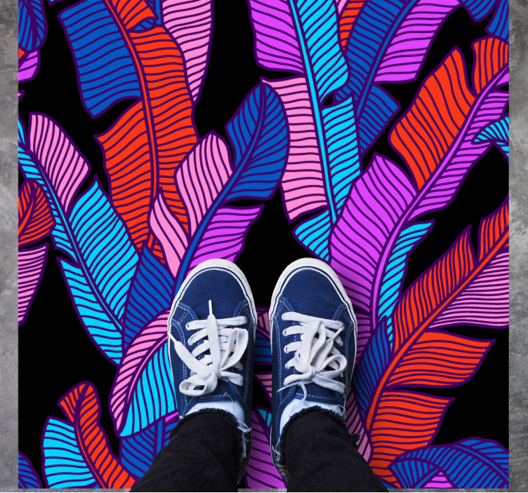 Vibrant leaf patterns floral vinyl carpet - TenStickers