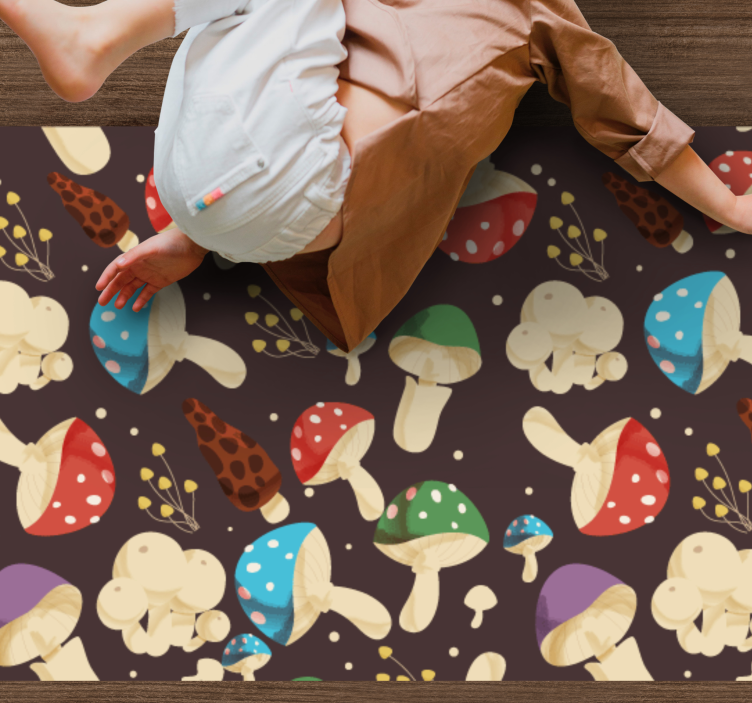 Vibrant Mushroom Motifs floral vinyl carpet - TenStickers