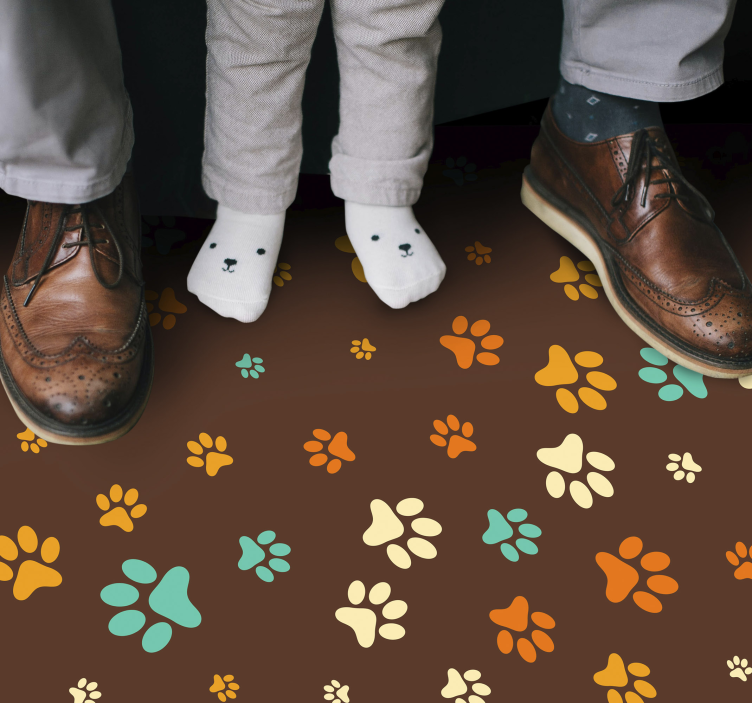 Vibrant Paw Motifs animal print vinyl carpet - TenStickers