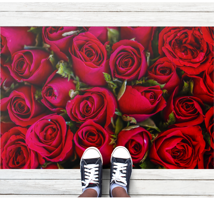 Vibrant Red Roses entrance hall vinyl carpet - TenStickers