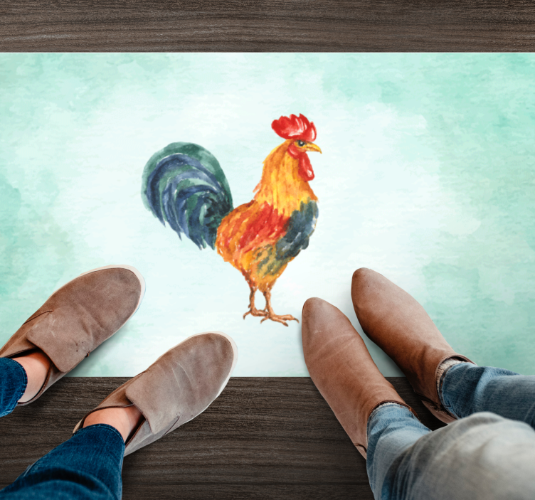 Aquarella rooster artwork animal vinyl carpet - TenStickers