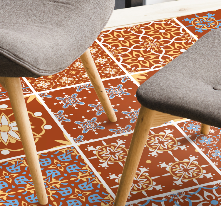 Orange mosaic tile vinyl carpet - TenStickers