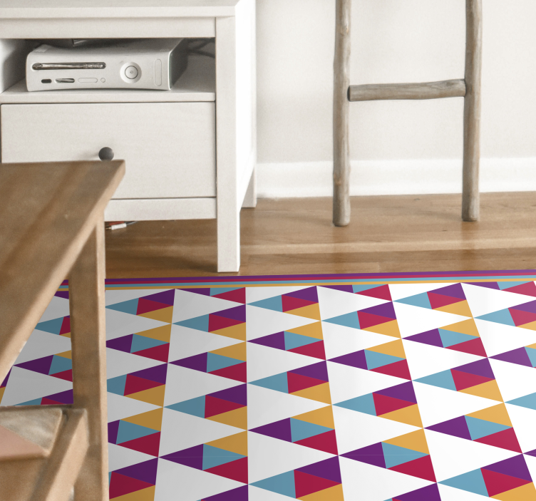 Vibrant triangular motif geometric vinyl carpet - TenStickers