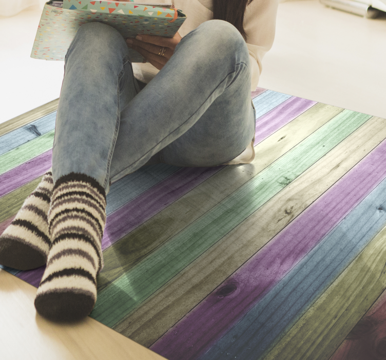 Vibrant Wooden Stripes wood effect vinyl carpet - TenStickers