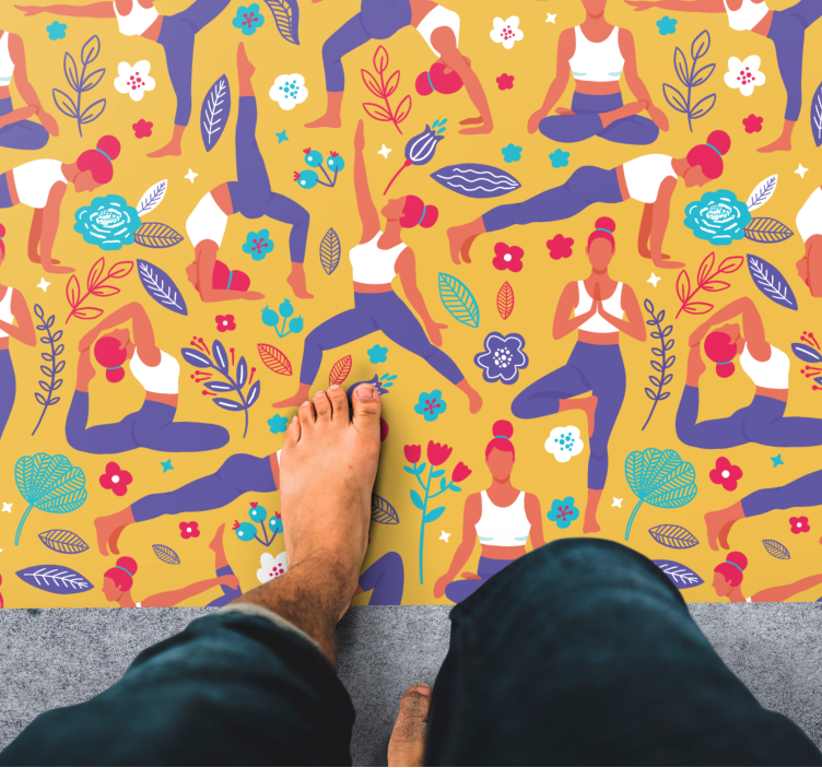 Vibrant Yoga Motifs teen vinyl carpet - TenStickers