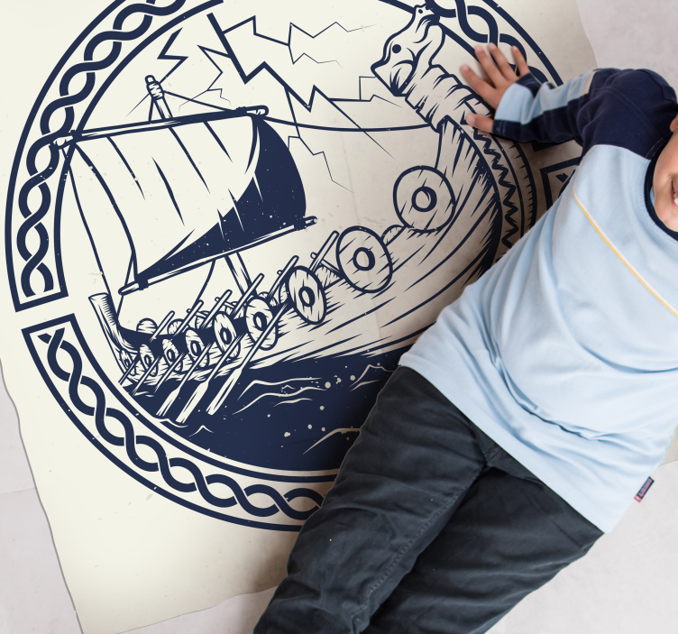 Viking Ship Motif modern vinyl carpet - TenStickers